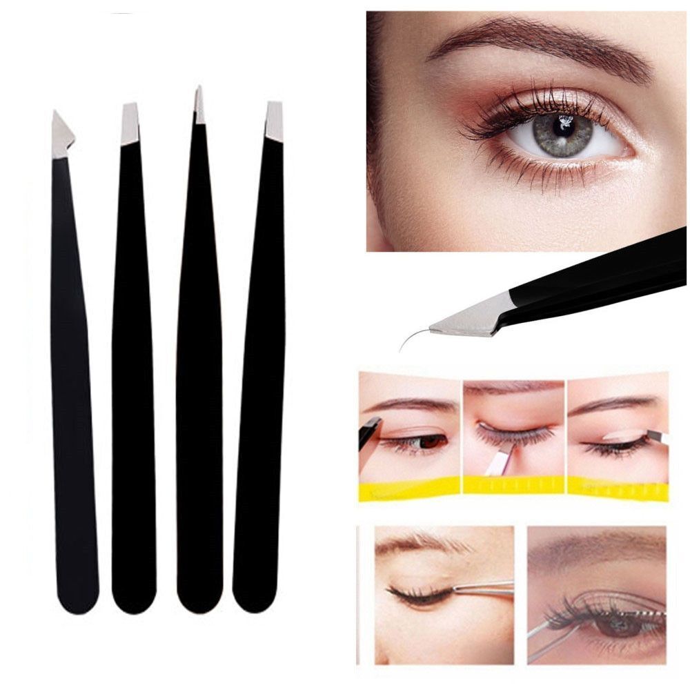Steel Beauty Eyebrow Tweezer Hair Removal Brow Trimmer False Eyelash Clip