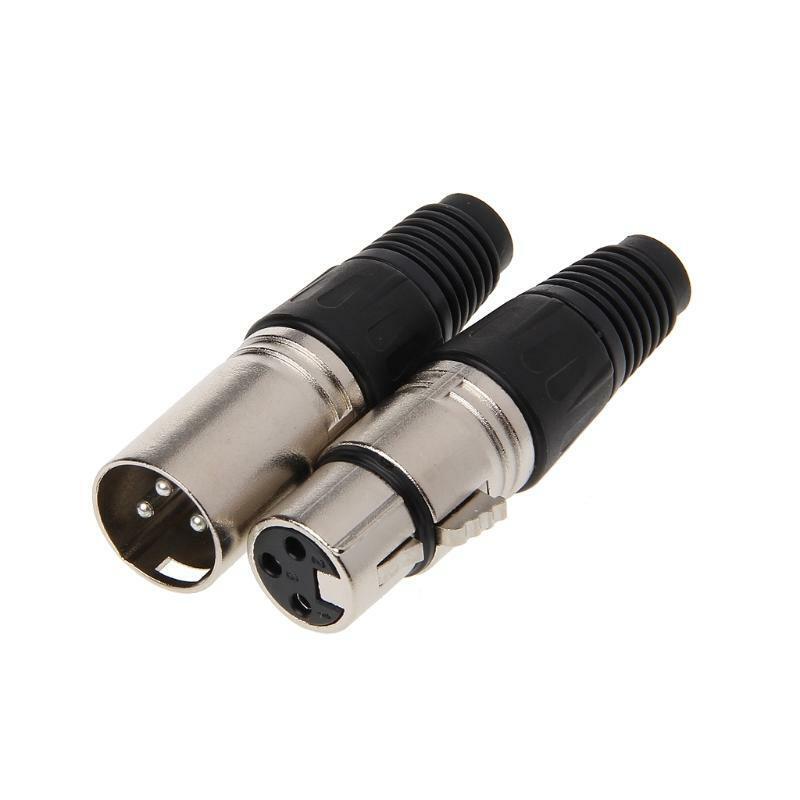 1 Pair XLR 3 Pin Male Plug + Female Jack Microphone MIC Audio Connector Adapter