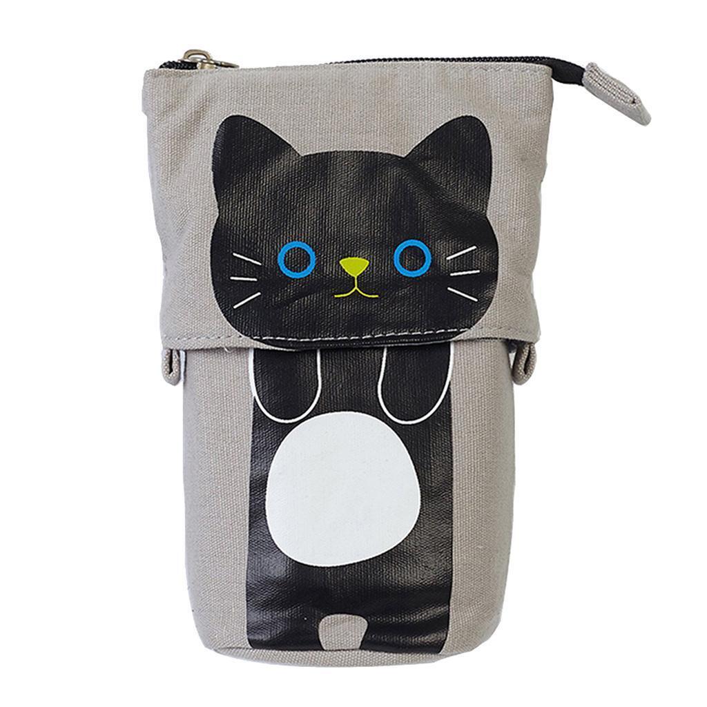 2 Pcs Foldable Cat Pencil Case Makeup Box Gifts for Girls Women School