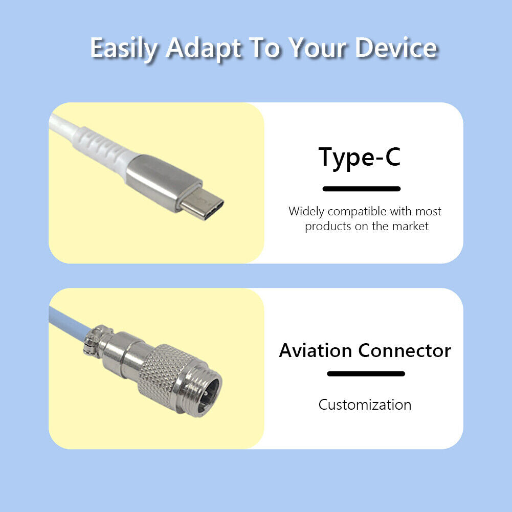 Ajazz AL60 Mechanical Keyboard Aviator Cable Coiled Type-C USB Wire (Blue)
