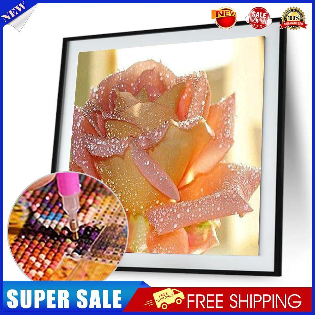 Diamond Embroidery Flowers with Dewdrops Round DIY Diamond Painting Decor