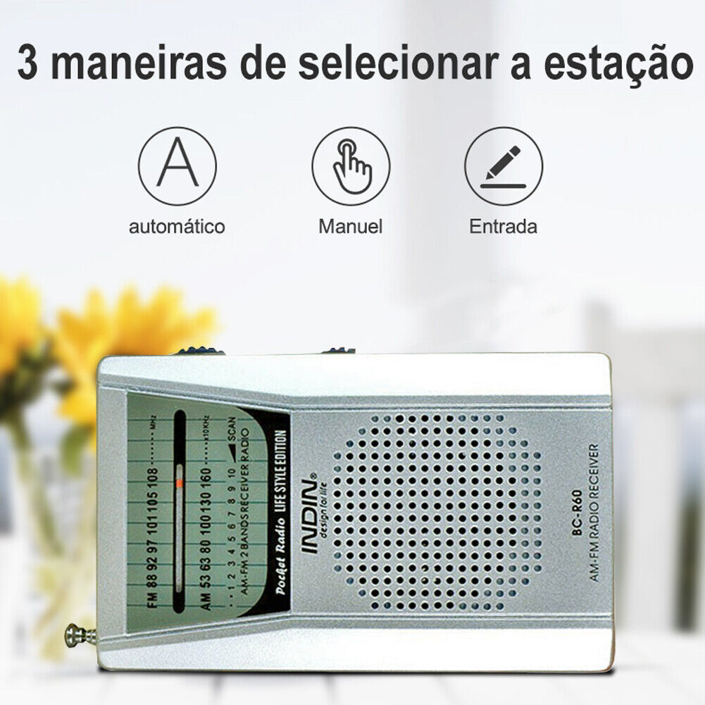 Portable AM FM Radio BC-R60 2AA Battery Operated with Speaker Earphone Jack