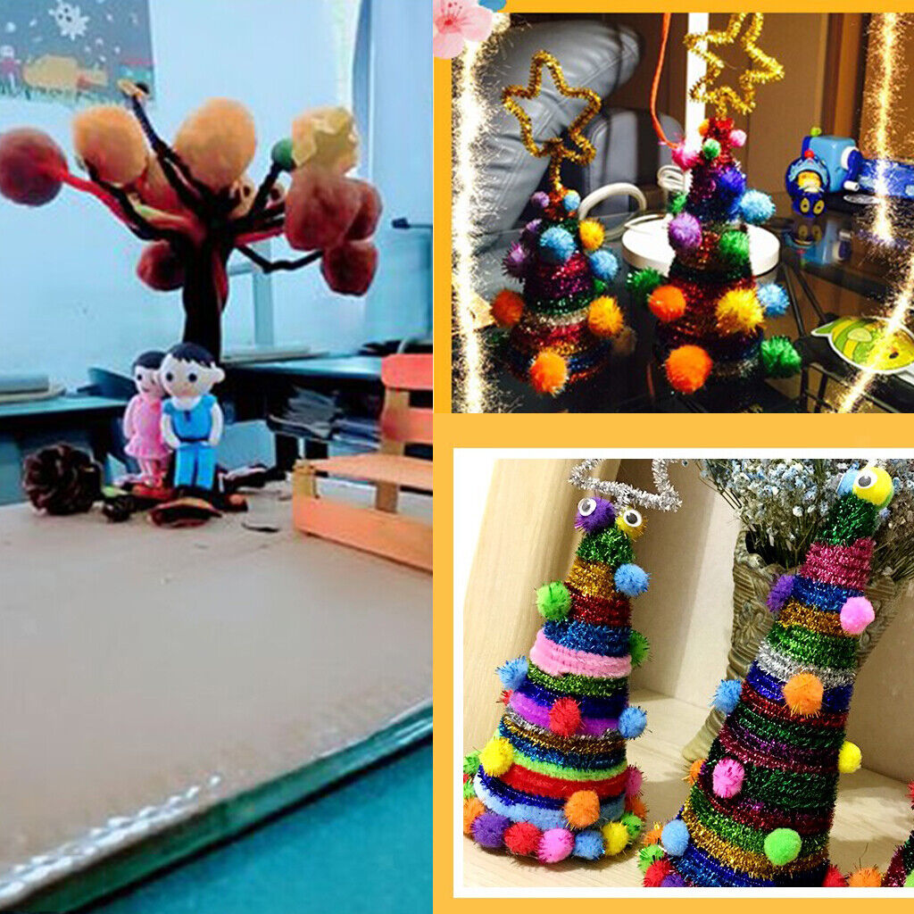 70pcs 25mm Glitter Tinsel Pompom Balls for Play Ball Kitten Cat