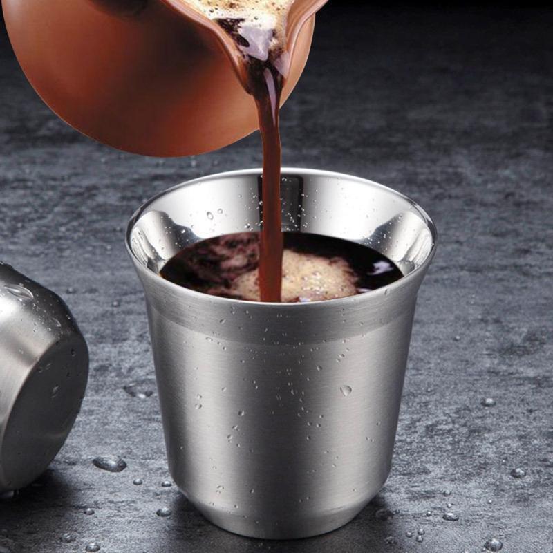 Double Wall Stainless Steel Coffee Cup 86ml Mini Wine Mug Espresso Cups
