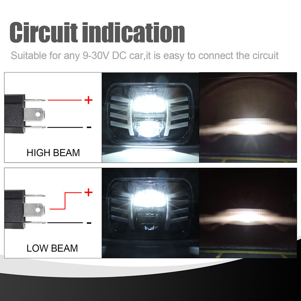 5x7 7x6 Square LED Headlight w/DRL Turn Signal for Jeep Chevy Express Astro