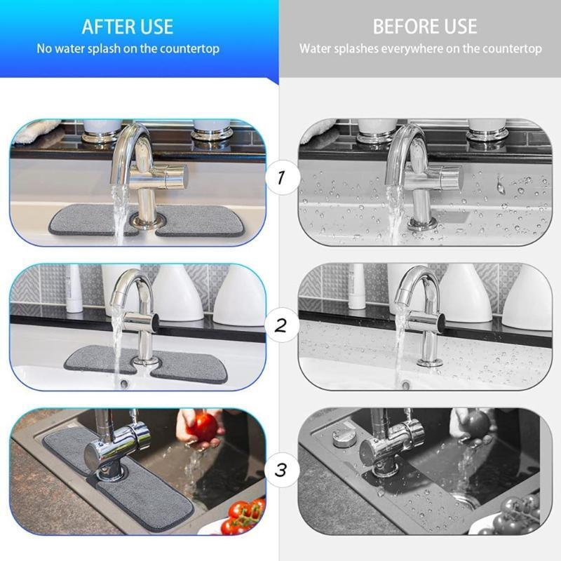 4 Pieces Premium Faucet Absorbent Mats Useful Water Drying Mats Behind Faucet
