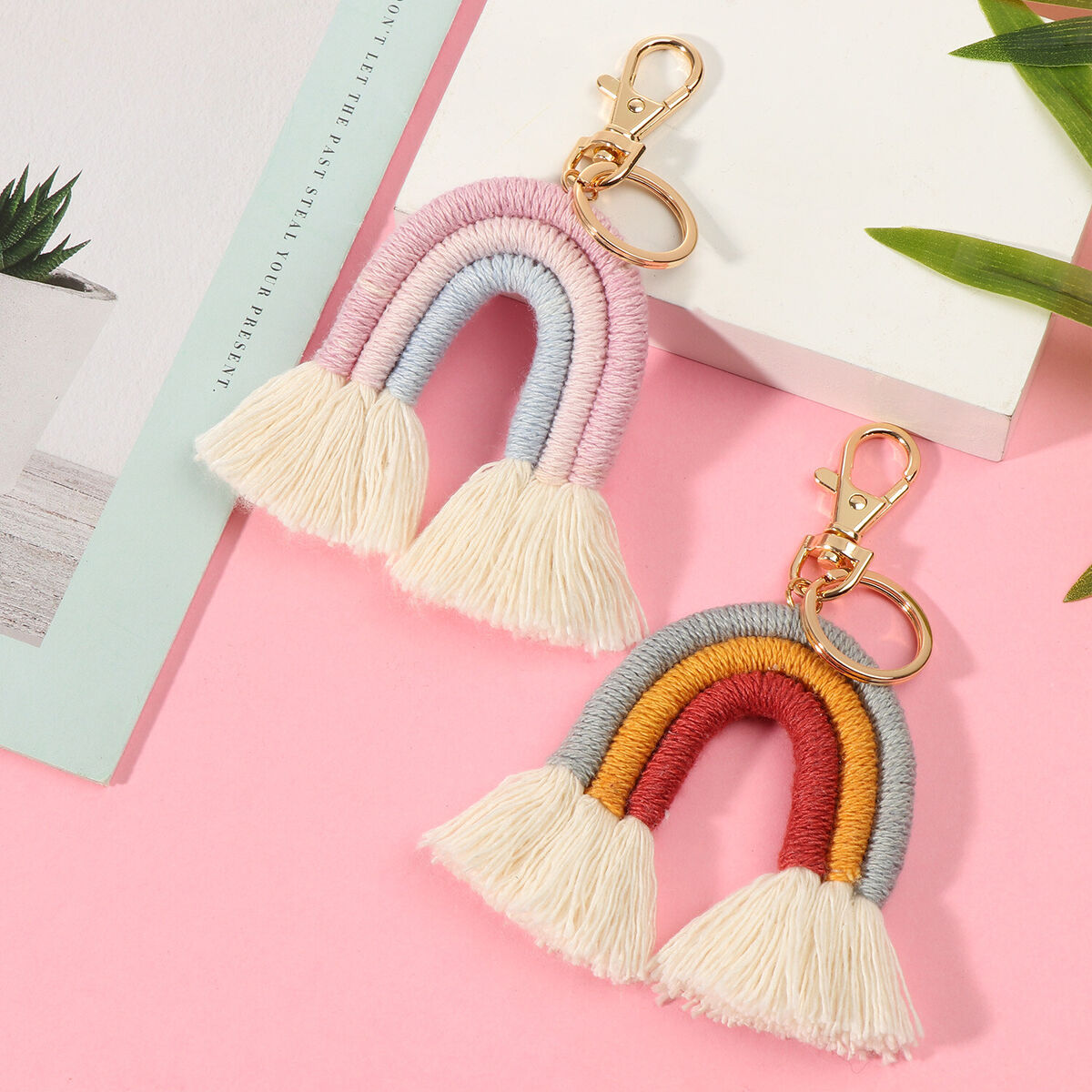 Keychain Handbag Charms Rainbow Keychain Tassel Car Keyring Holder Bohemian