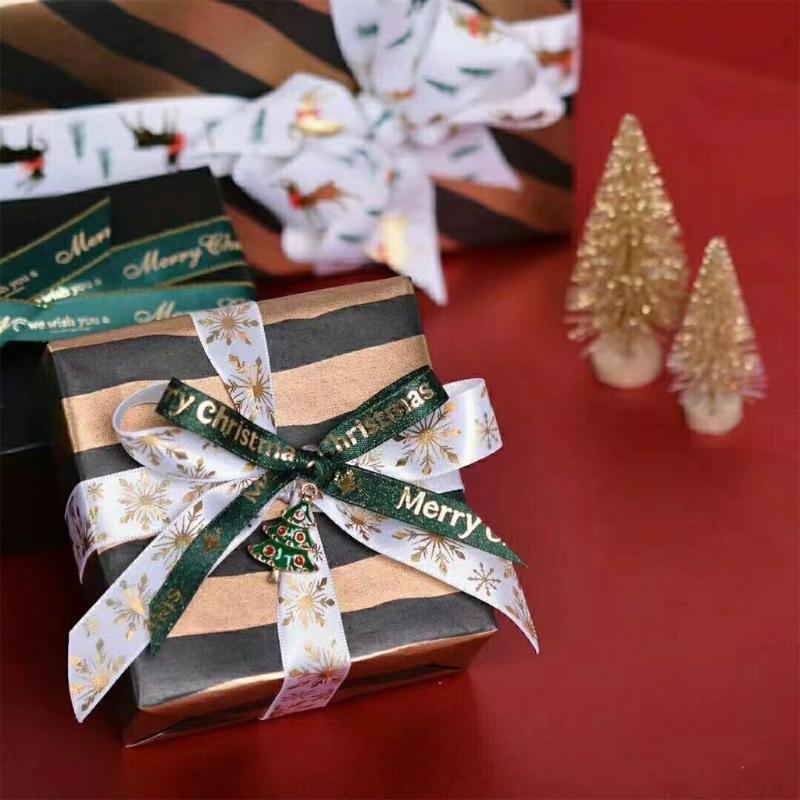 Ribbons DIY Xmas Party Wrapping Decor Supplies Material 8 Patterns Ribbon
