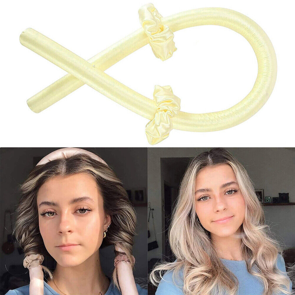 Heatless Curling Rod Foam Sponge Soft Hair Roller Styling Tools (Yellow)