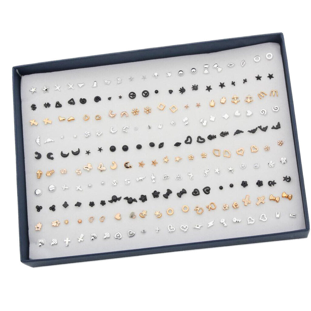100 Pairs Mini Cartoon  Design Mixed Earrings Ear  Set Assorted Bulk