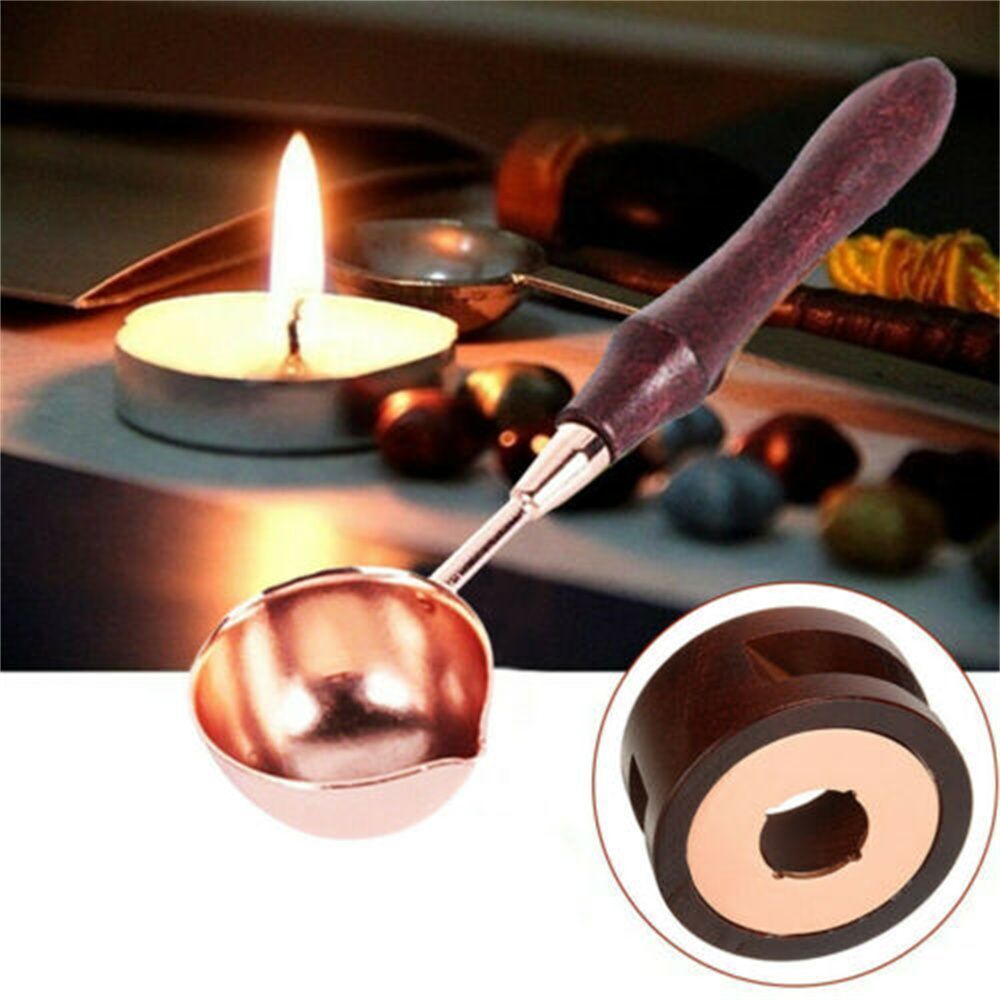 Wood Handle Warmer Furnace Stove Pot Wax Seal Stamp Melting Spoon Tool