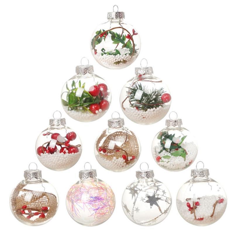 10pcs Shatterproof Plastic Christmas Ball Ornaments Xmas Baubles Hanging Pendant