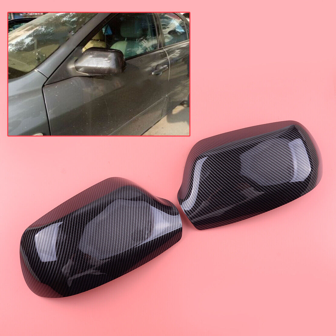 1pair Side View Mirror Wing Cover Trim Overlay Cap Fit for Mazda 2 3 6 2004-2008