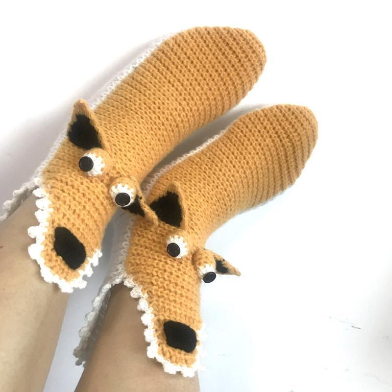 Novelty Crochet Knit Cartoon Socks Funny Ice Age Squirrel Warm Floor Stockings