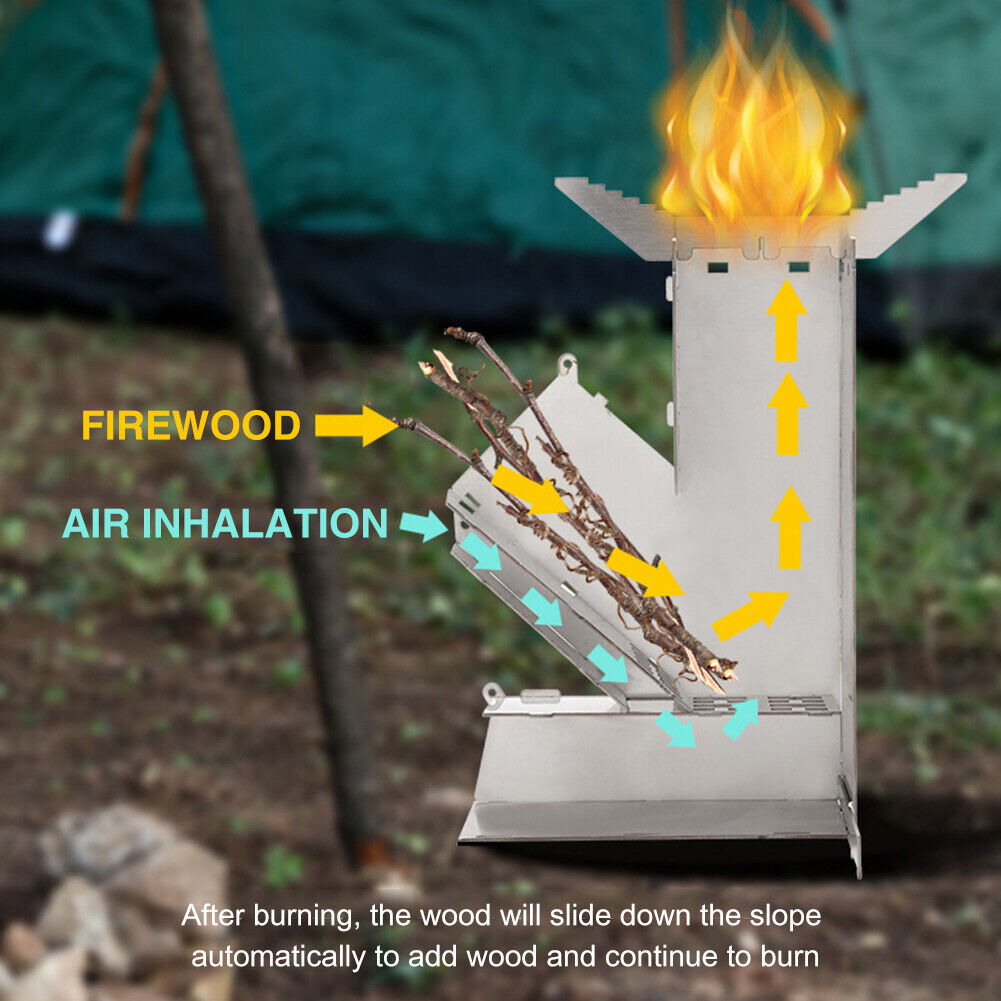 Portable Firewood Stove Stainless Steel Outdoor Survival Camping Furnace