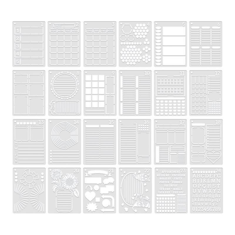 Ultimate Productivity Journal Stencil for Calendars Lists Letters Numbers 24PCS
