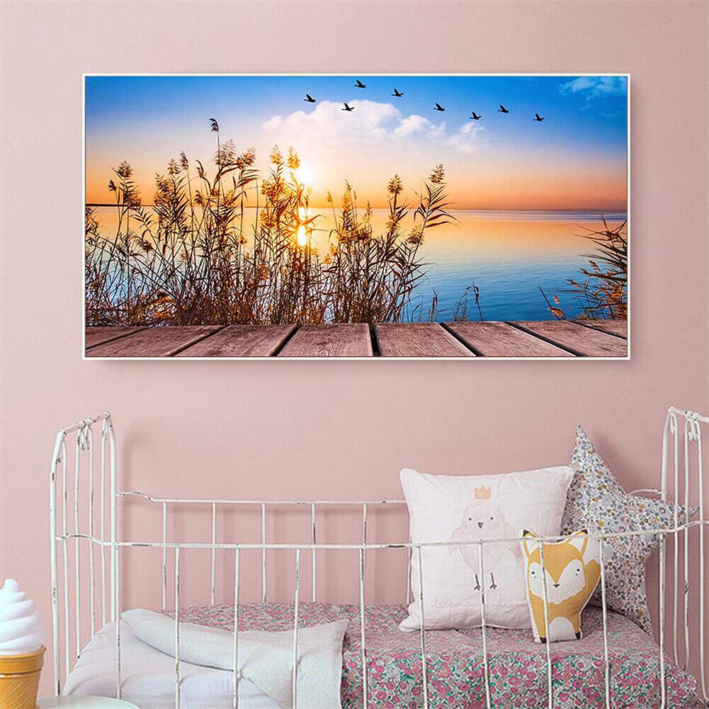 Sunset Reed Full Drill Diamond Painting DIY Mosaic Kit Picture Home Decor