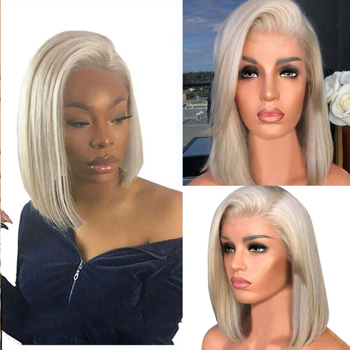 Women Blonde Remy Human Hair Wig Short Bob Full Wigs Pre Plucked Glueless Wigs