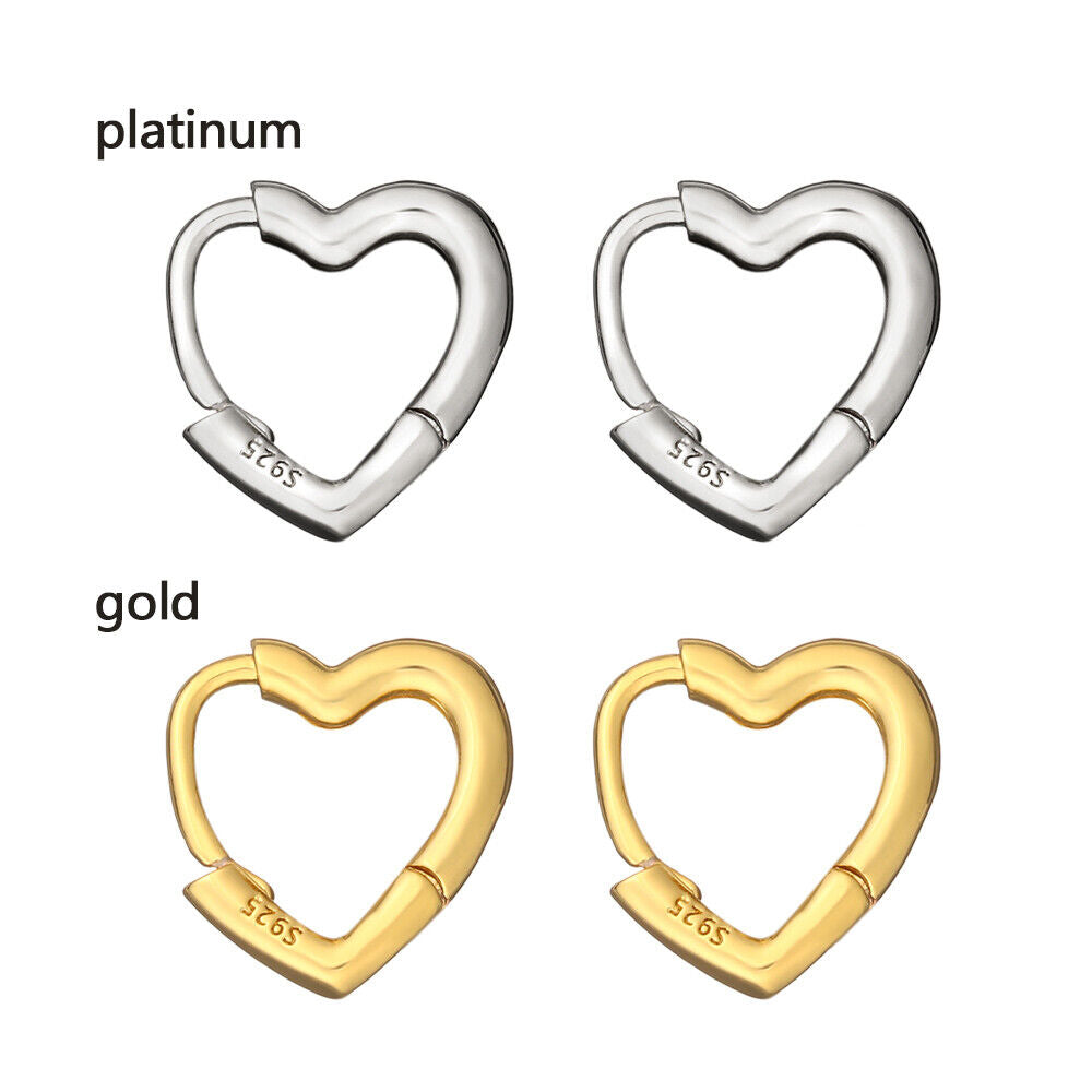 Fashion Small Jewelry Gift Heart Shaped S925 Studs Hoop Earrings Hypoallergenic