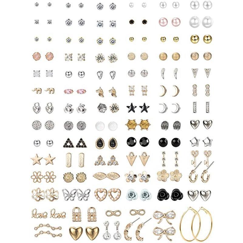 20 Pairs Crystal Cute Stud Earrings Star Heart Hypoallergenic Earring Exquisite
