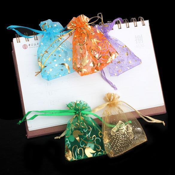 50 pcs Organza Jewelry Candy Pendent Mixed Color Mini Gift Pouch Bags Weddi