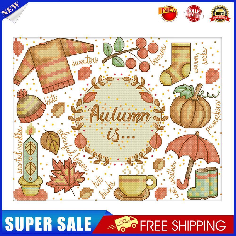 Cross-Stitch Kits Printed Canvas Autumn Embroidery DIY 14CT Stamp (J365)