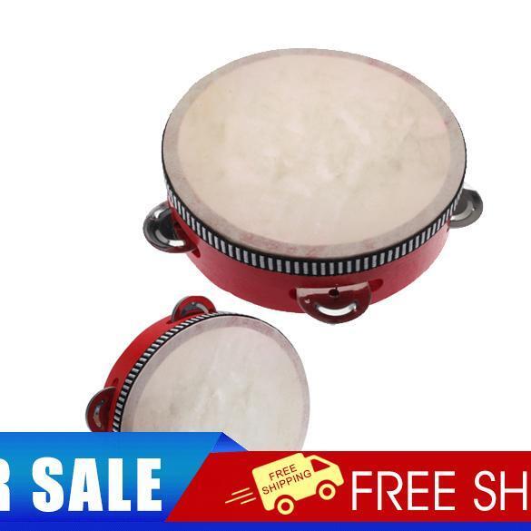 Educational Red  Musical Tambourine Beat Instrument Hand Drum Children