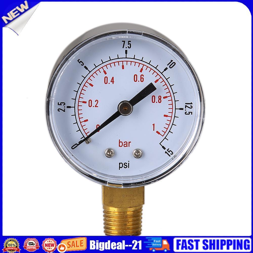 Low Pressure Gauge for Fuel Air Hydraulic 50mm 0/15 PSI 0/1 Bar 1/4 BSPT