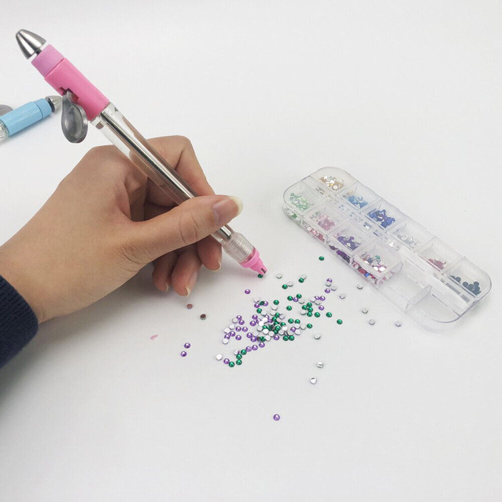 Diamond Painting Pen DIY Cross Stitch Point Drill Tool (Pink Pen+Diamond)