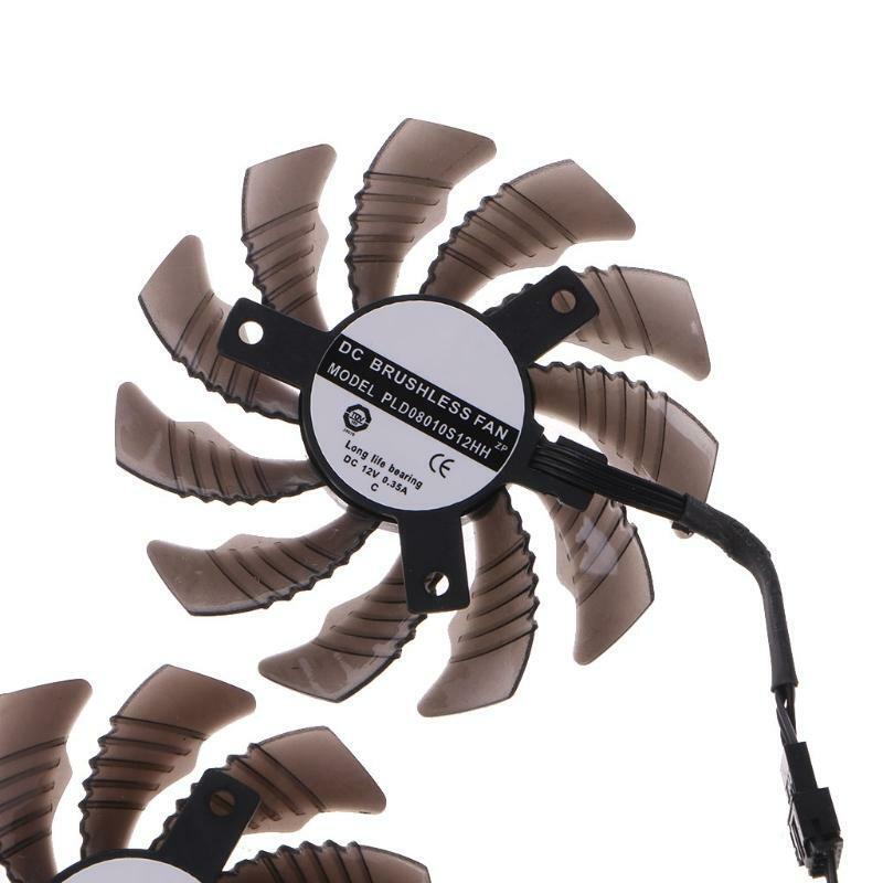 2PC 78MM Graphics Card Cooling VGA Fan PLD08010S12H ZP 4Pin 12V 0.35A Cooler Fan
