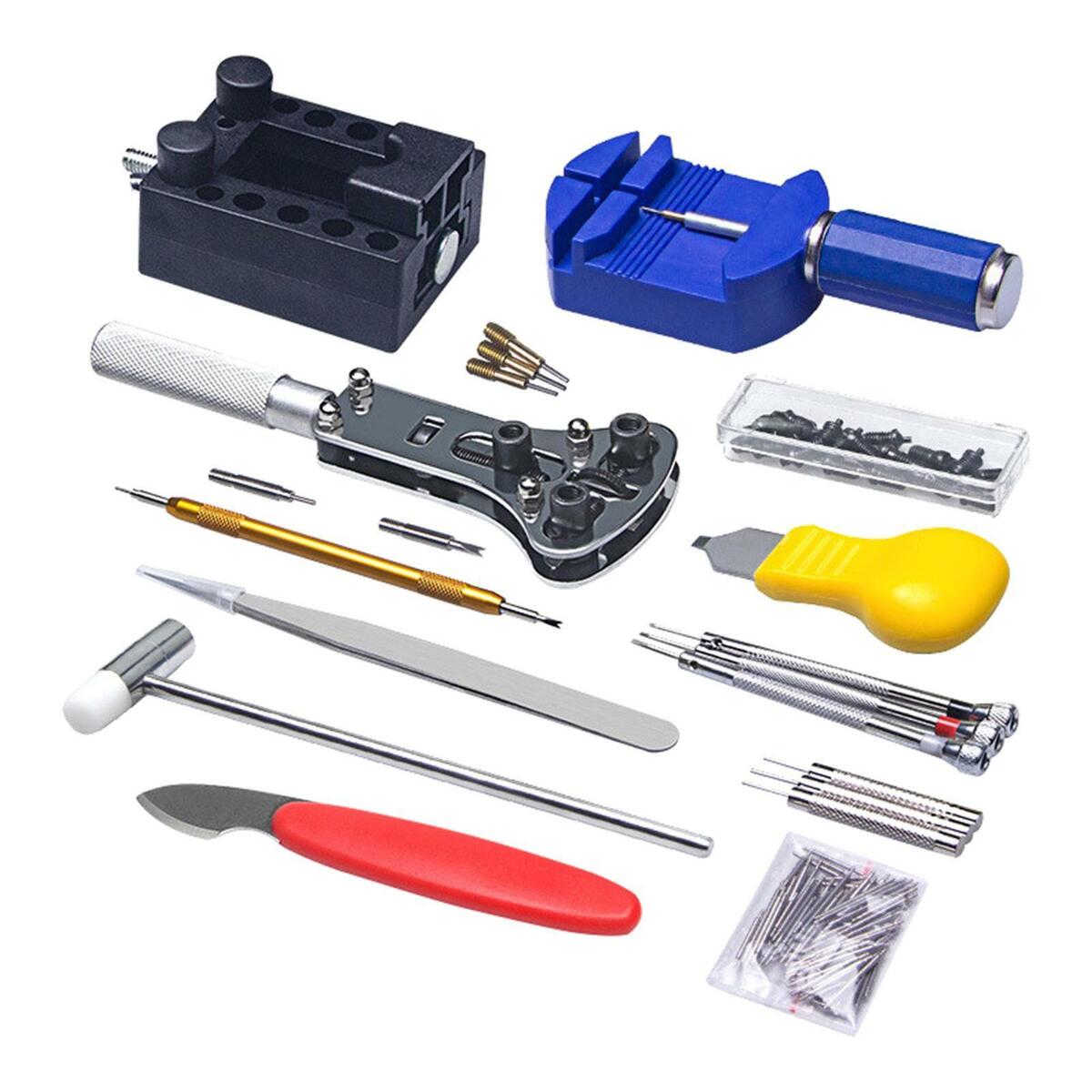 147Pcs Watch Repair Tool Kit with Carrying Bag Hammer Repairing Tools Set