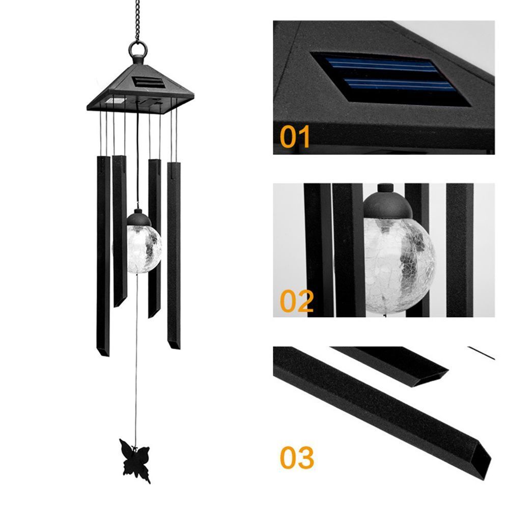 Indoor Outdoor Solar Wind Chime Lights Pendant Bell LED Light Wind Chimes