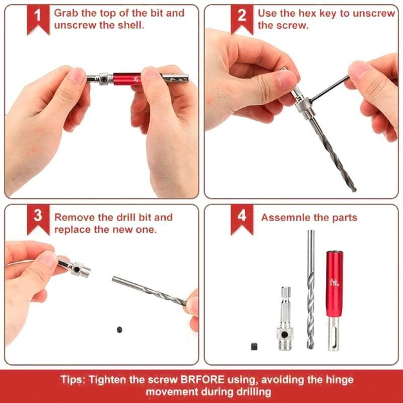 Durable 17x/Set Woodworking Tool Self Centering Hinge Drill Bit for Wooden Doors