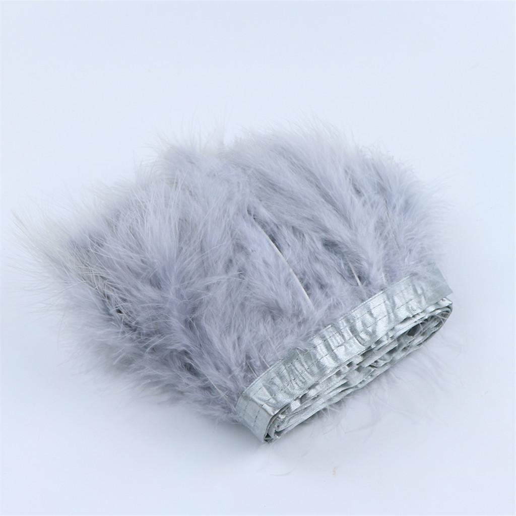 2m Turkey Feather Fringe Trims Lace Ribbon Sewing Decoration gray 2PCS