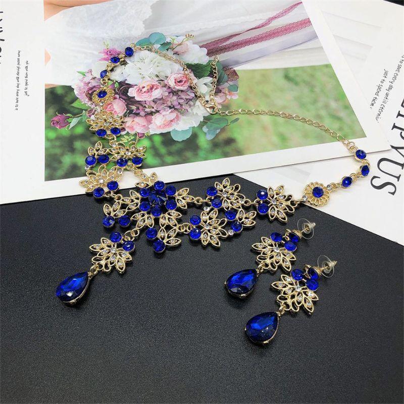 Blue Bride Crown Hair Triple Wedding Garment Jewelry for Women