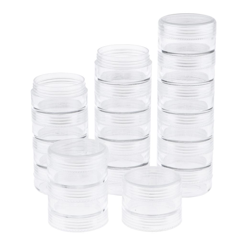 3x 6 Layers Round Stackable Clear Plastic Storage Container Jar Organizer Box w/