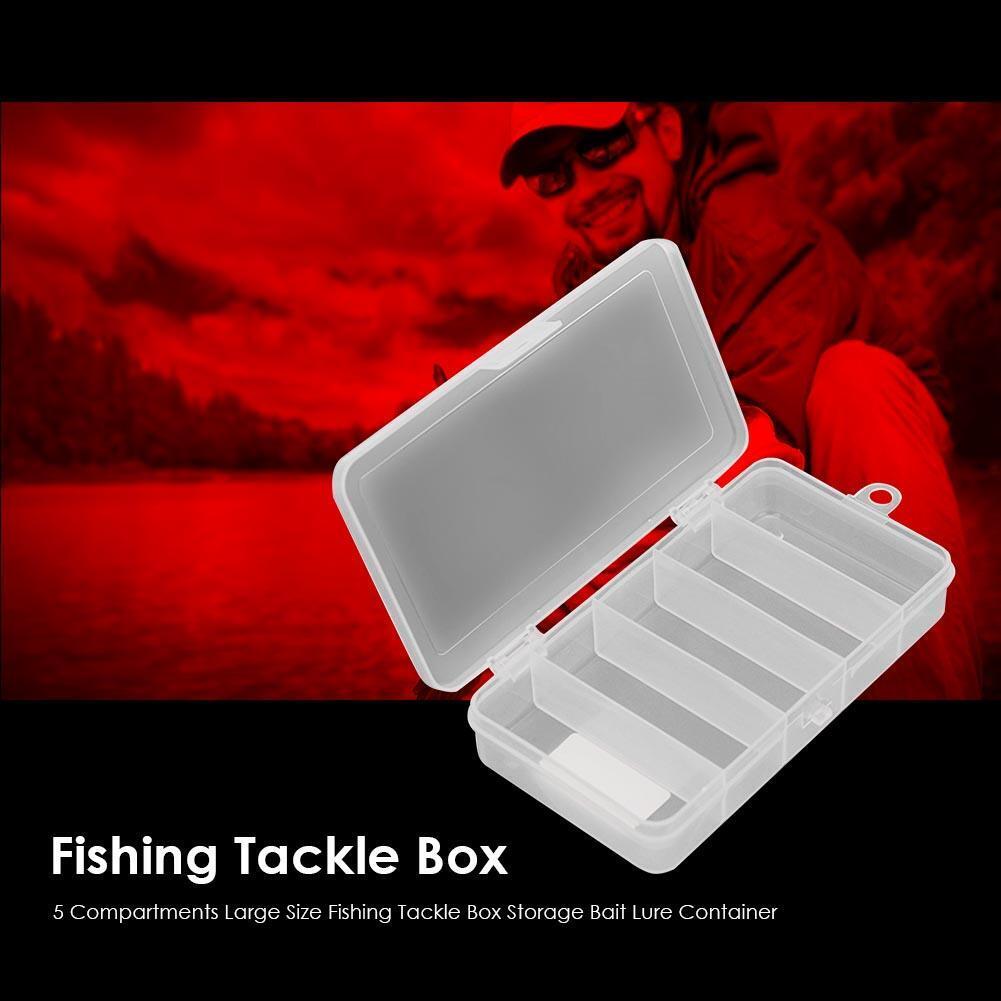 5 Compartments Large Size Fishing Tackle Box Storage Bait Lure Container