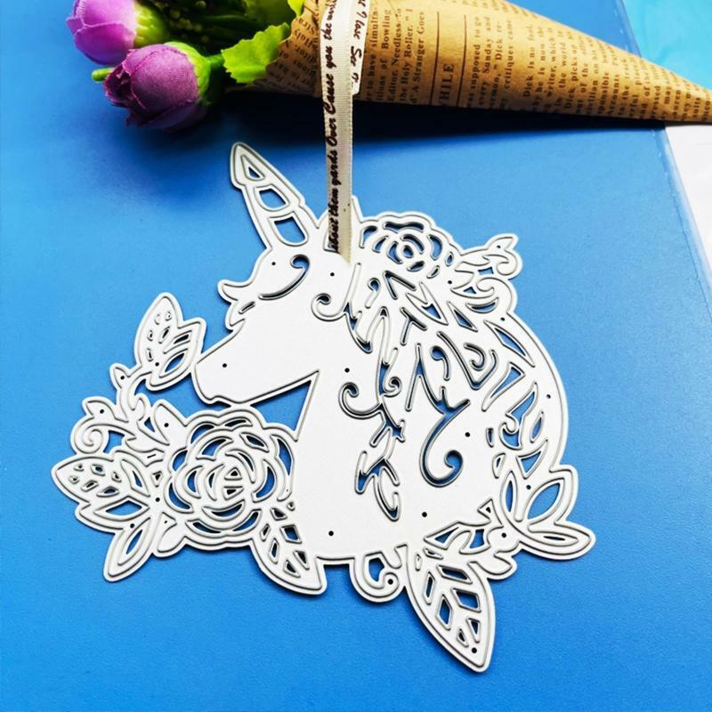 Horse Animal with Flower Leaf Metal Cutting Dies Embossing Stencil DIY Template