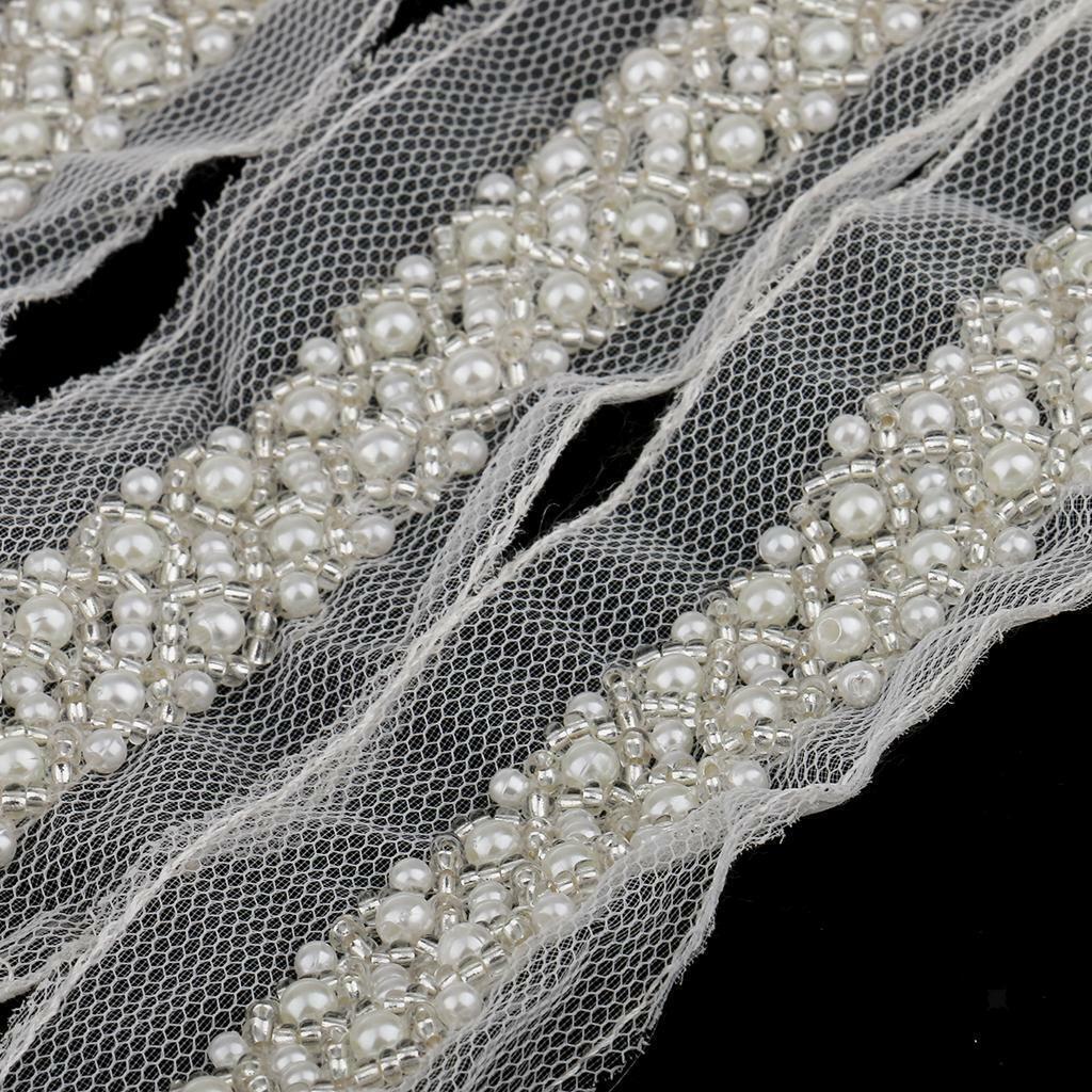2pcs 1 Yard   Lace Ribbon Trims Sewing Applique White