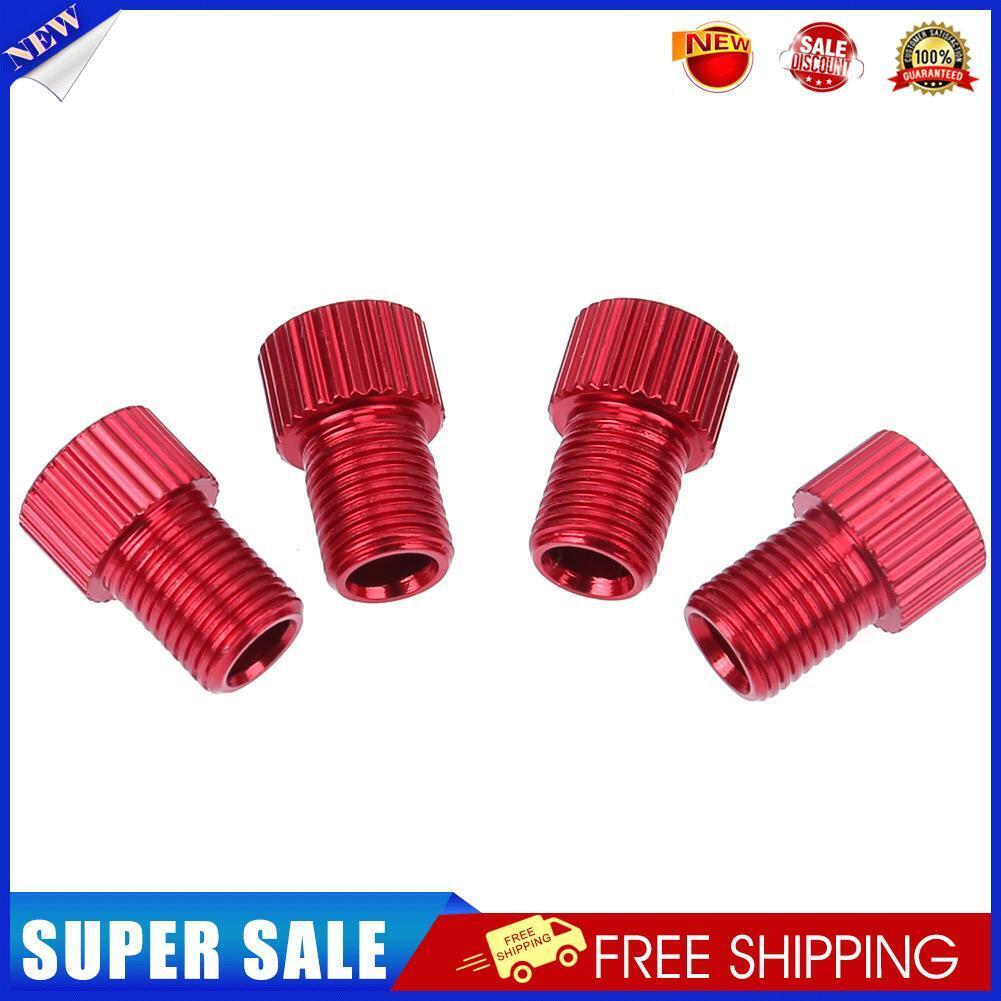 4pcs Presta to Shrader Bicycle Road Bike Valve Adapters Converters (Red)
