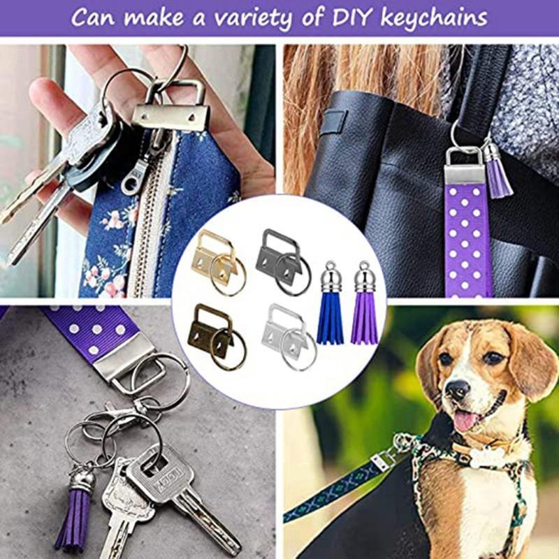 61 Pcs Key Fob Hardware Set with Pliers Key Chain Key Lanyard Leather Tassels
