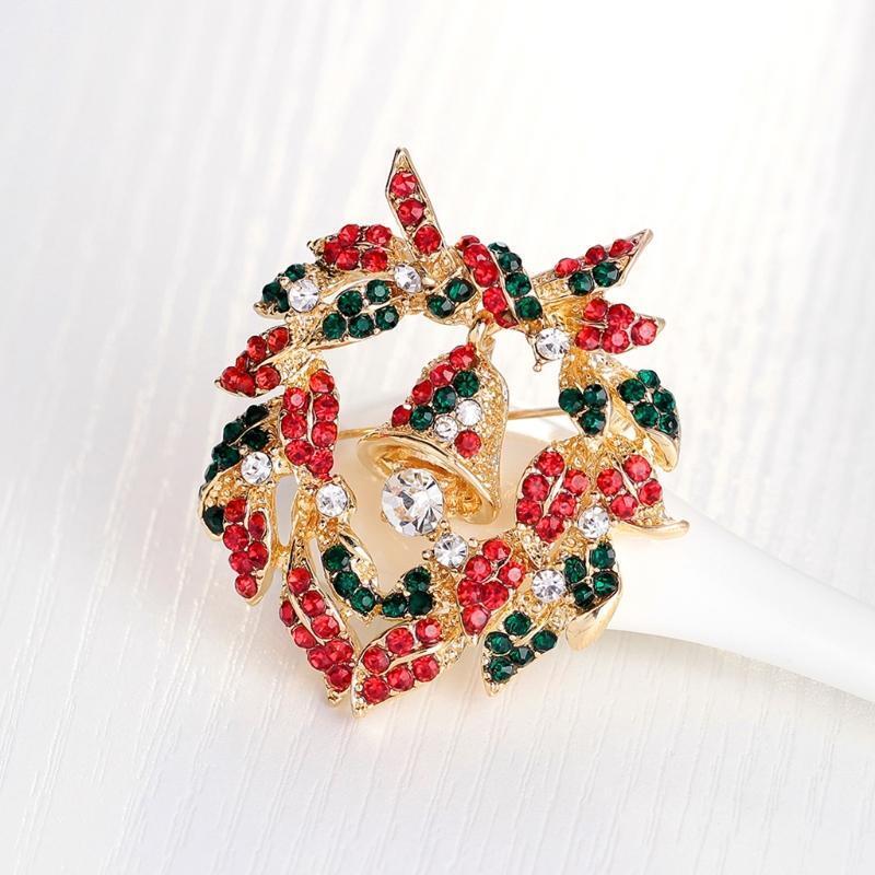 Christmas Brooch Pins Shiny Garland Bell Jewelry Fashion Women Gifts Decoration