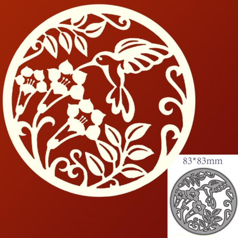 Hummingbird Flower Round Metal Cutting Dies Stencil DIY Scrapbook Template Mold