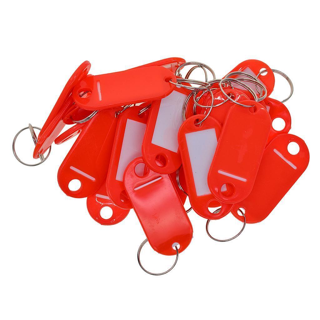 200x Key Tags Metal Rings Id Name Label Car Tags Split Rings Red White