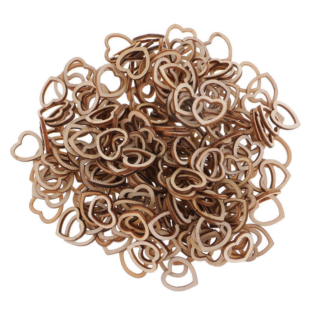 250 Pieces Natural Wooden Heart Slices Craft Wood Embellishments Decorations