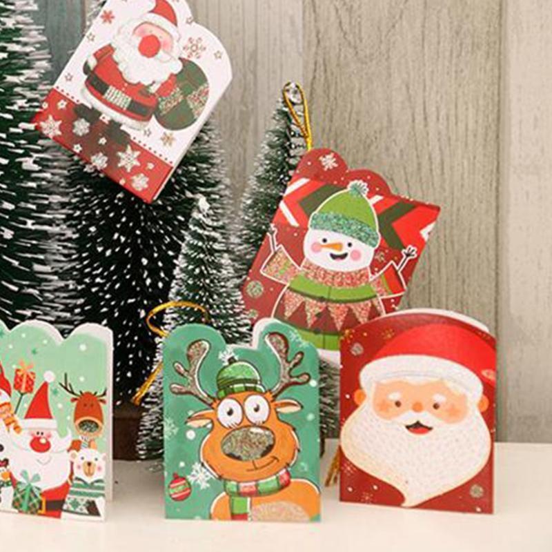1 Set Mini Christmas Greeting Cards Hanging Card for Christmas Tree Present