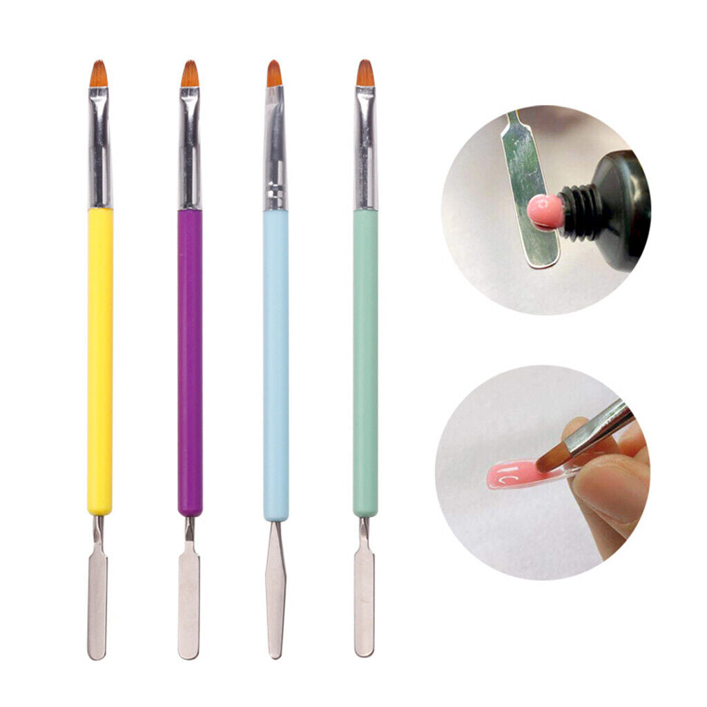4 Pieces UV Gel Acrylic Nail Brush Drawing Painting Round Home Salon Use