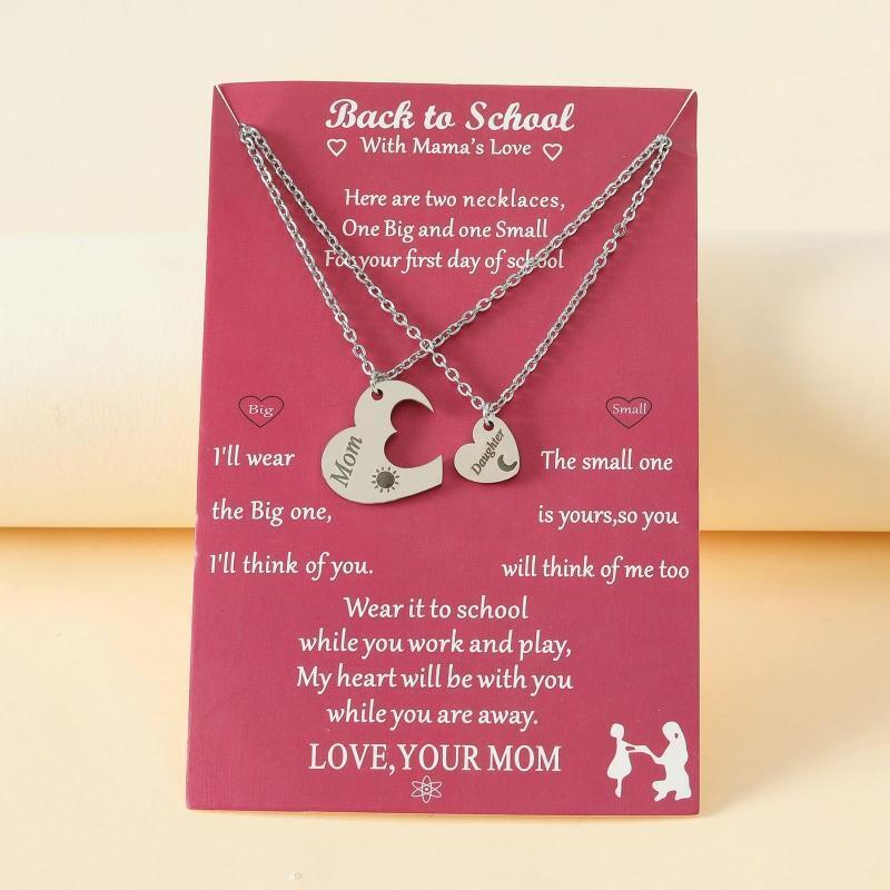 Back to School Matching Heart Mom Mommy & Me Jewelry Christmas Birthday Gifts