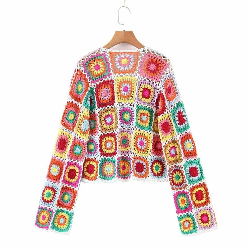 Boho Hollow Out Floral Sweater Women Crochet Cardigan Summer for Dating Shopping
