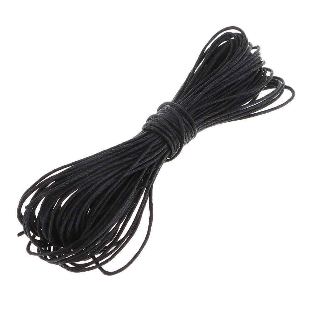 30M Waxed Cotton Cord Necklace Beads String for DIY Jewelry Making Black 1mm